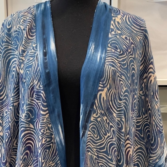 Soft Surroundings Blue Swirl Print Kimono Cardigan PS/PM - Picture 3 of 9